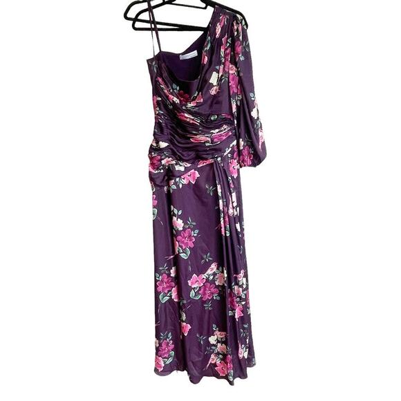 Mac Duggal Floral Satin Leena 2634 One Shoulder High Slit Gown Size M NWT - Picture 5 of 12